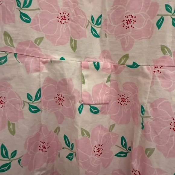 Draper James Pink Floral Midi Collared Puffed Sleeve Dress No belt Cotton Blend - Picture 7 of 8